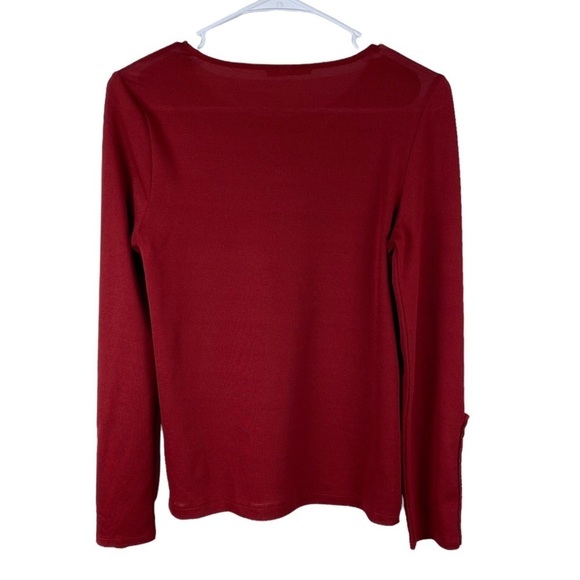 Zara Blouse Top Pullover Red Women’s Size M Long Sleeves Lightweight Stretch - Picture 6 of 7